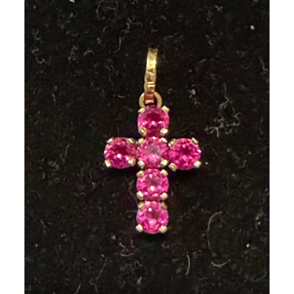 18k Gold & Ruby Petit Cross Pendant